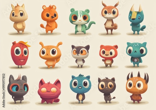 set of funny animals