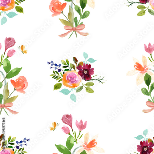 Flower vector seamless pattern illustration floral background 
