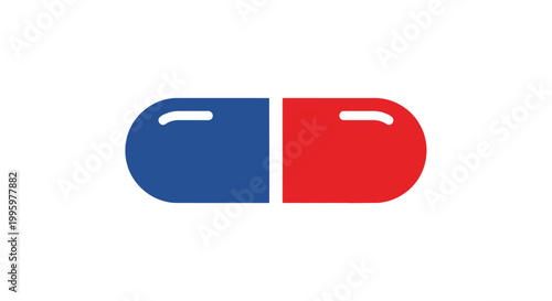 Closeup of a red blue capsule.