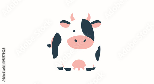 Cute cartoon cow with pink nose.