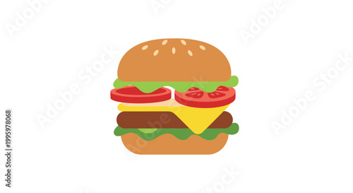 Delicious cheeseburger with lettuce tomato.