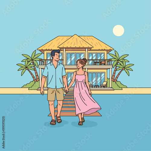 Young Loving Couple Holding Hands.