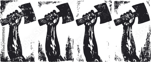 raised clenched fist holding hammer symbol of strength power and labor solidarity