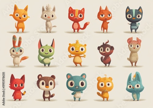 set of funny animals