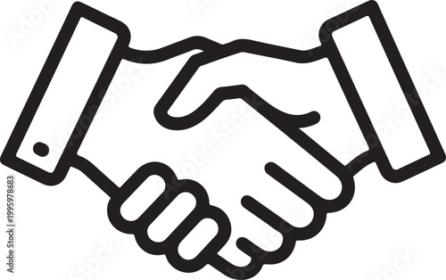 Handshake icon, business agreement symbol, partnership handshake, corporate deal