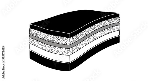 Technical cross section illustration of layered composite insulation material