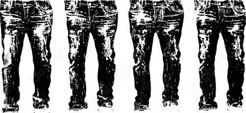 Distressed black jeans silhouettes set fashion casual trendy ripped denim pants collection