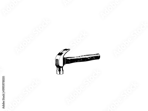 Simple Black and White Claw Hammer Tool Vector Illustration