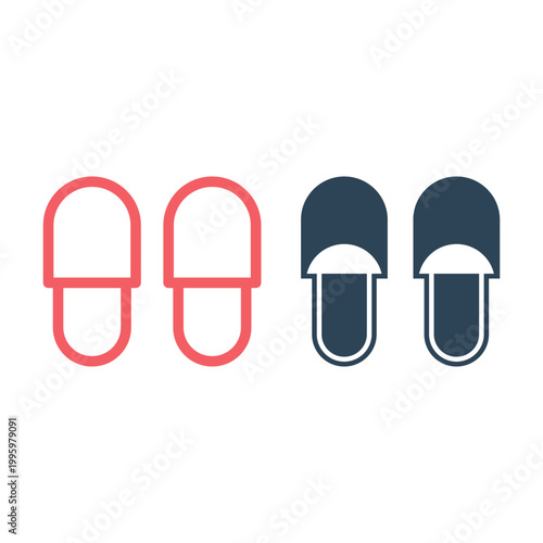 Slippers icons set vector sign for mobile concept and web design. Flip flops symbol illustration.