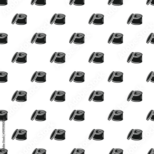 Tin cans with opened lids creating a repeating background pattern in black and white
