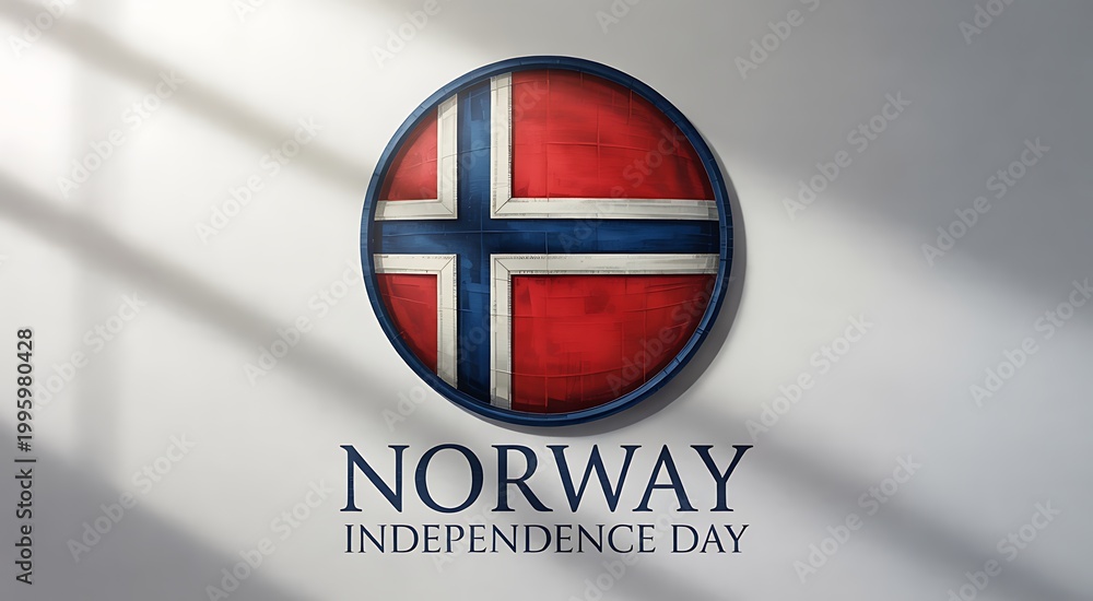 Naklejka premium Norway independence day with flag on gray background