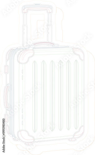 Modern Travel Trolley Suitcase Vector Illustration with Wheels and Handle for Vacation, Airport, and Journey Design Projects