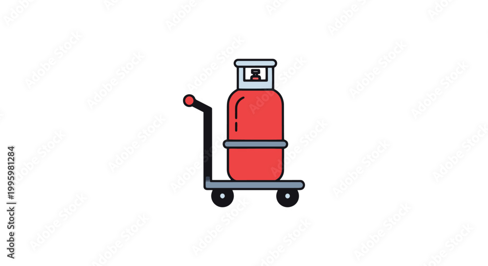 Obraz premium Gas cylinder transport cart creative colorful shapes illustration