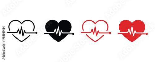 Heartbeat line icon vector. Heart pulse icon. heartbeat pulse flat and line icon set