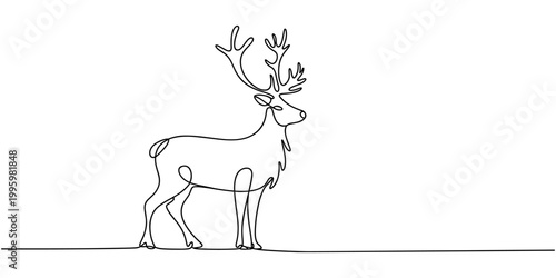 Deer line art icon. Deer continuous line drawing. Deer one line draw graphic vector. Vector illustration Editable stroke. one line Icon drawing