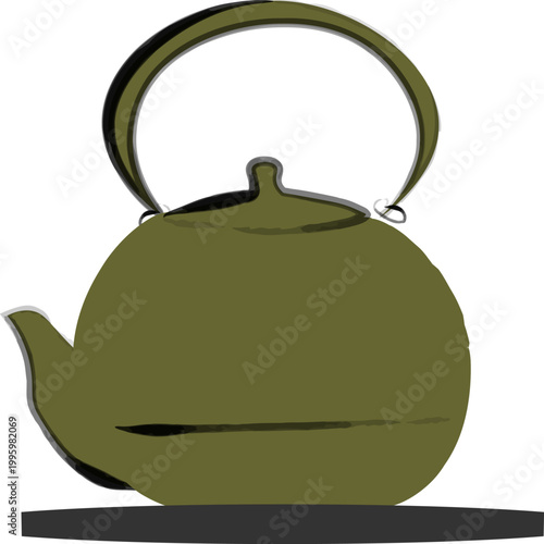 筆で描いたシンプルな急須のイラスト