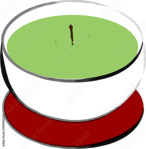 緑茶に浮かぶ茶柱のイラスト