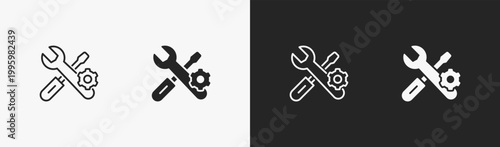 Set of Maintenance icon in black and white collection