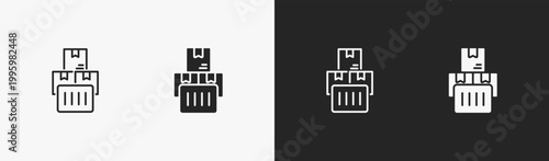 Set of Inventory icon in black and white collection