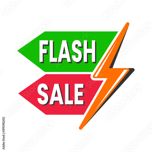 Flash Sale Banner with Lightning Bolt and Arrow Design