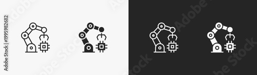 Set of Automation icon in black and white collection