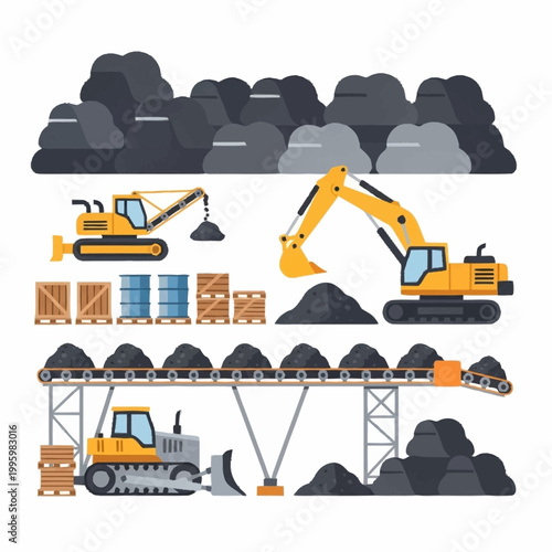 Coal mining and transportation industrial equipment and materials.