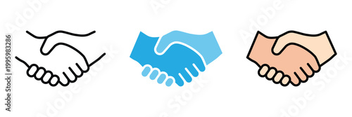 Handshake icon, Business agreement, partnership deal and friendly handshake symbol. Transparent PNG and vector illustration.