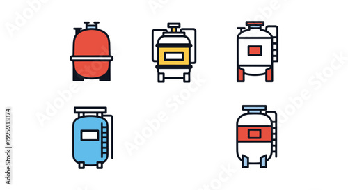 Cryogenic Tank Line art vector minimal abstract colorful pattern