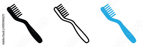 Toothbrush icons in black, White, And blue on white background for dental and hygiene designs