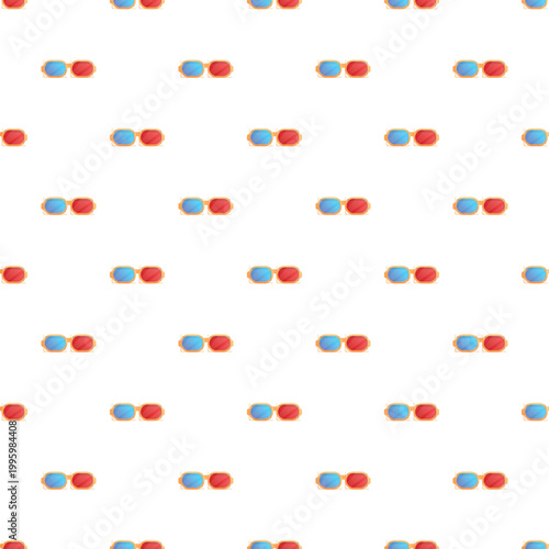 Anaglyph 3d glasses in a seamless pattern creating a conceptual background
