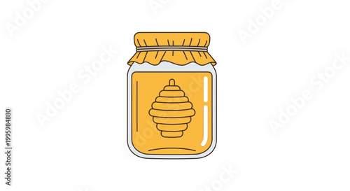 Honey jar with beehive illustration, sweet food concept