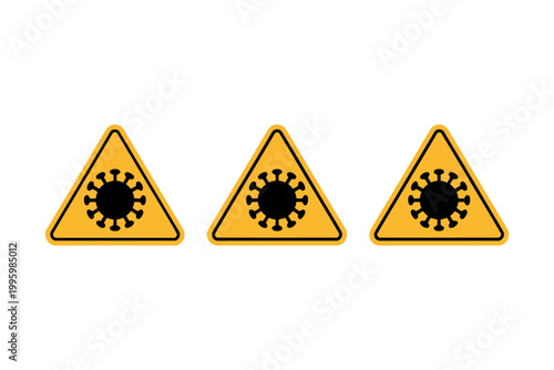 Warning signs indicating a viral outbreak or pandemic threat with a white background
