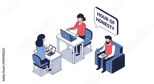 Three People Participating in an Hour of Honesty Session.