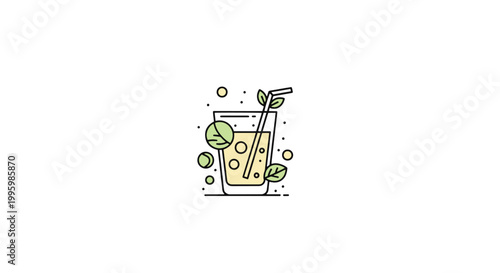 Elderflower Gin and Tonic Line geometric abstract color vector