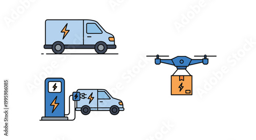 Electric Delivery Line art creative color pattern vector