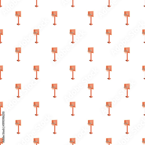 Basketball hoops and backboards forming a repeating pattern on a white background