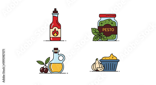 Gourmet Sauces Line art vector minimal clean abstract illustration
