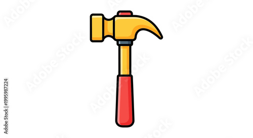 Yellow and red hammer, a tool for construction and DIY projects