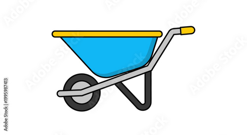 Vibrant Blue Wheelbarrow Illustration for Gardening and Construction Projects