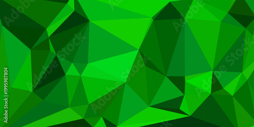 Photos Abstract low poly background of triangles in Green, black colors