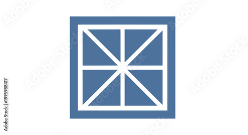 Blue and white geometric square design.