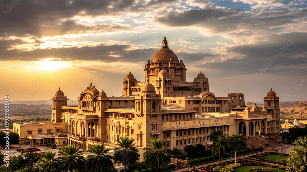 Fototapeta premium Arched Corridors of Umaid Bhawan Palace