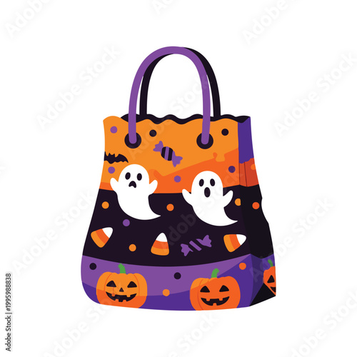 Halloween candy bag with ghosts.