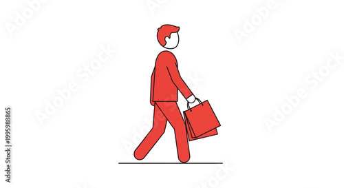 Delivery Man Carrying Red Bag Walking.