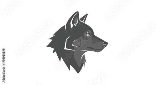 Dog Head Illustration Side View.