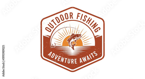 Fishing Adventure Logo Design Emblem.