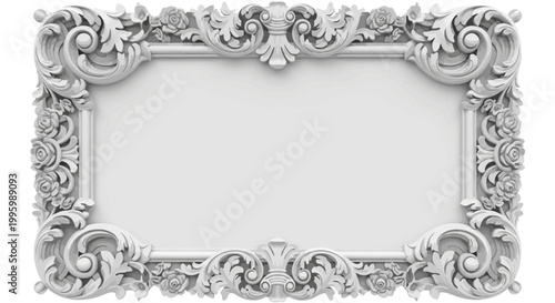 Elegant white decorative frame in classic architectural style.