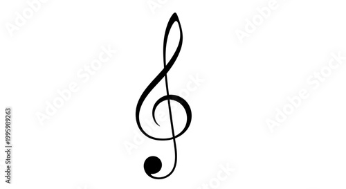 Black treble clef symbol on white background.