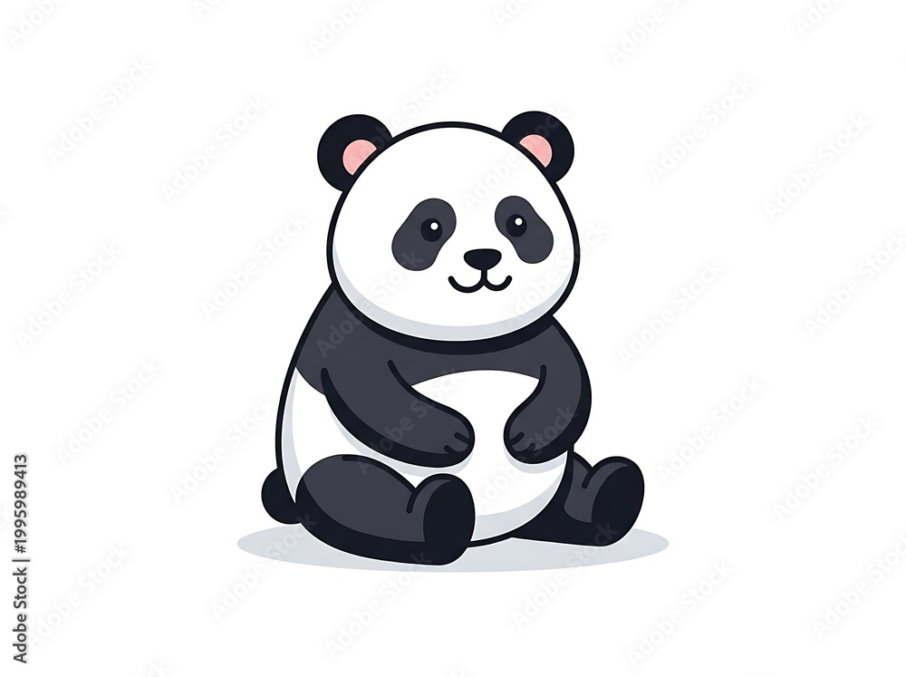 Fototapeta premium Cartoon Panda Sitting Upright Illustration
