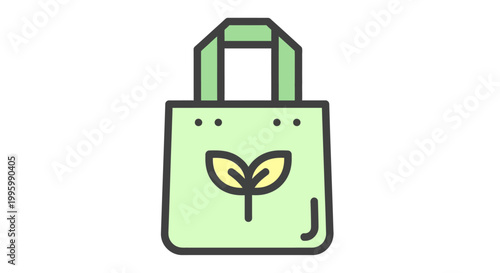 Green reusable shopping bag icon.